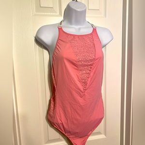 Victoria Secret size Large pink satin/lace bodysuit brand new without tags